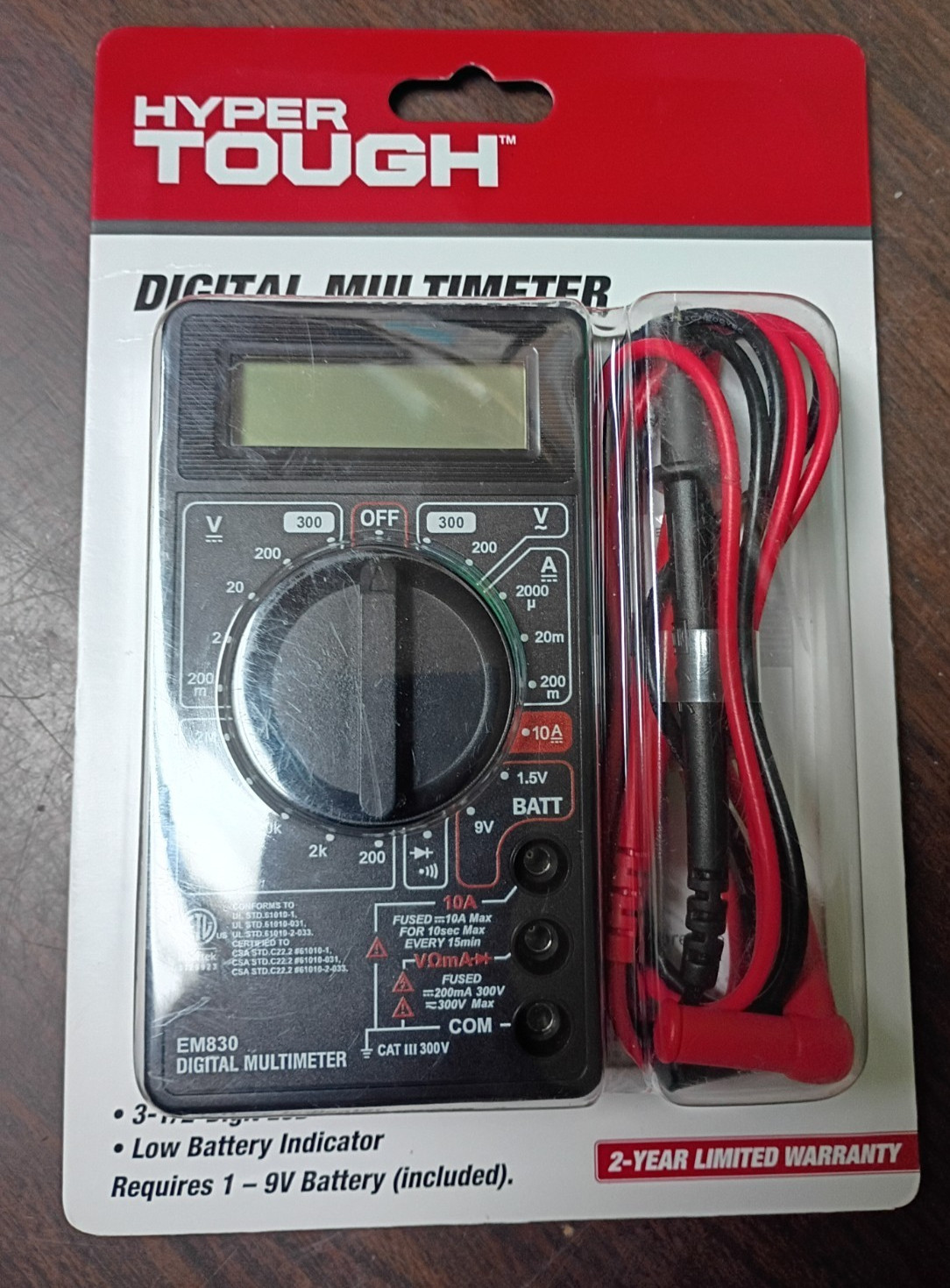 HYPER TOUGH TD35235J DIGITAL MULTIMETER EM830 LCD SCREEN AC/DC NEW IN PACKAGE