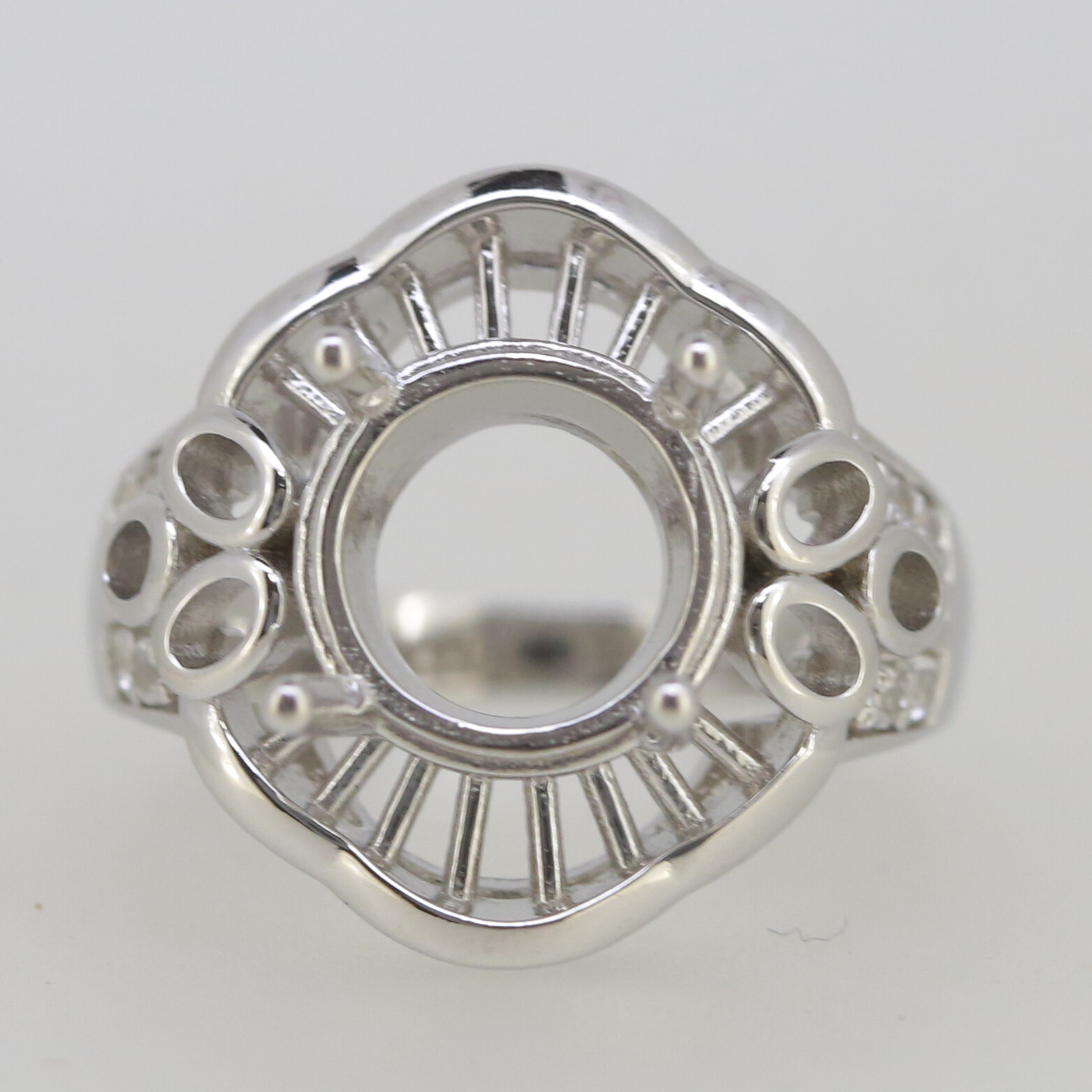 Vintage Style Sterling Silver Semi Mount Ring Setting Round RD 10x10mm