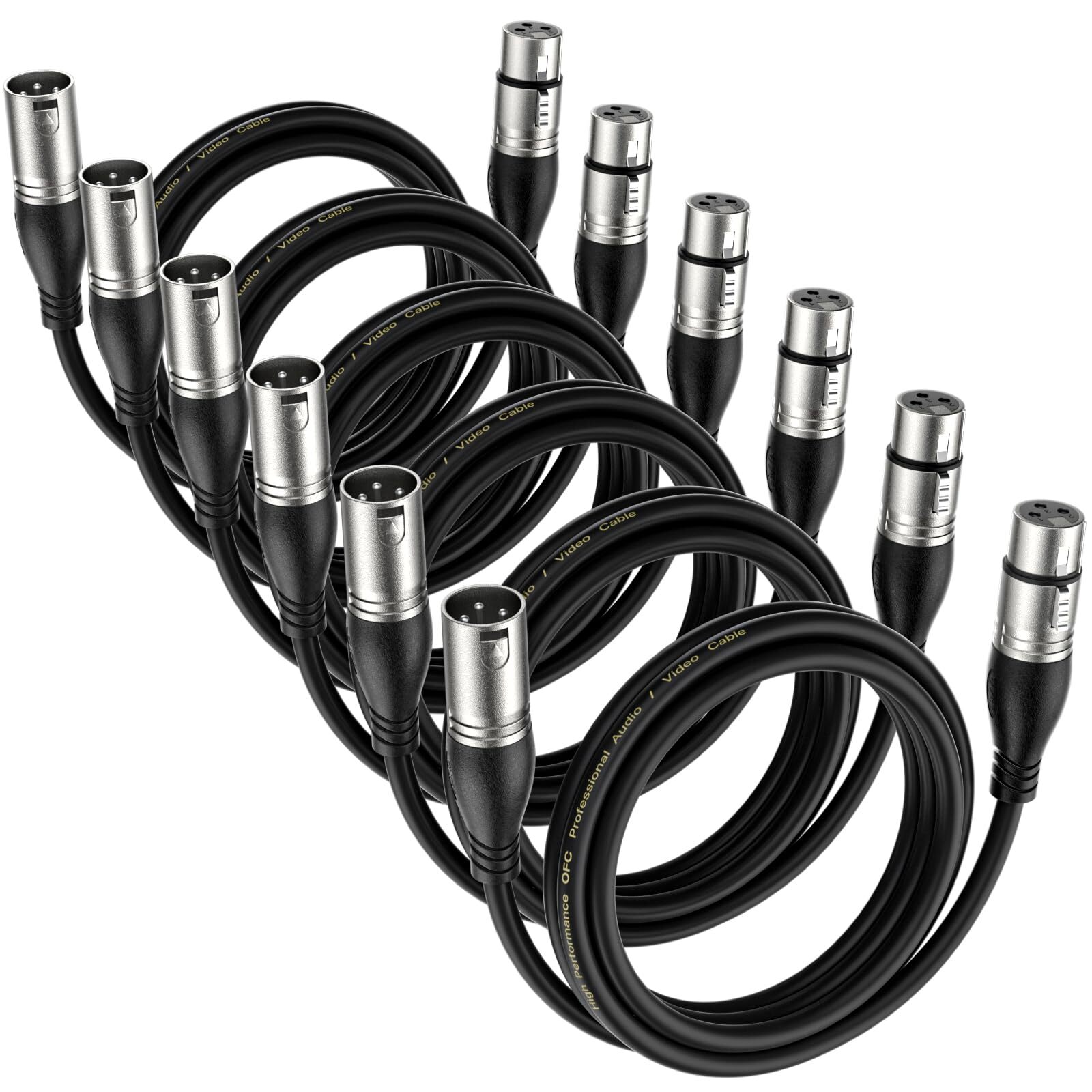 XLR Cable 1.5ft 6 Packs - Premium Balanced Microphone Cable with 3-Pin XLR Ma...