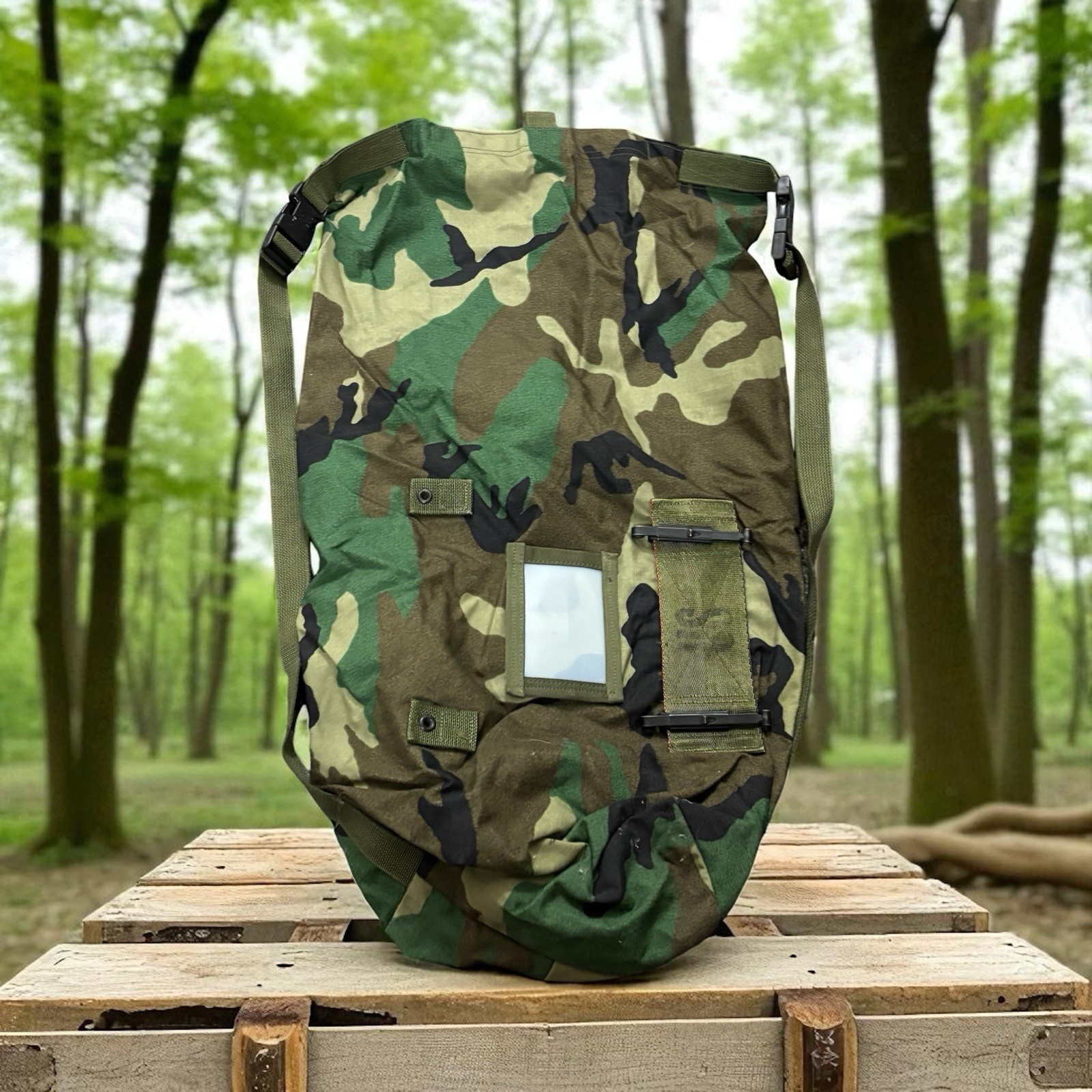 Vintage Military Issue BDU Woodland Camouflage CPOG Chemical Suit Gear Sack Bag