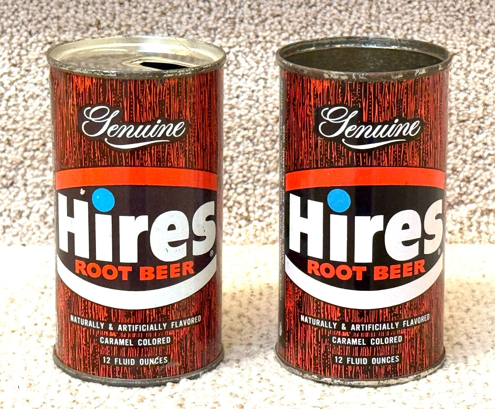 *Clean* Two Different Hires Root Beer Pre-Zip Code Soda Cans