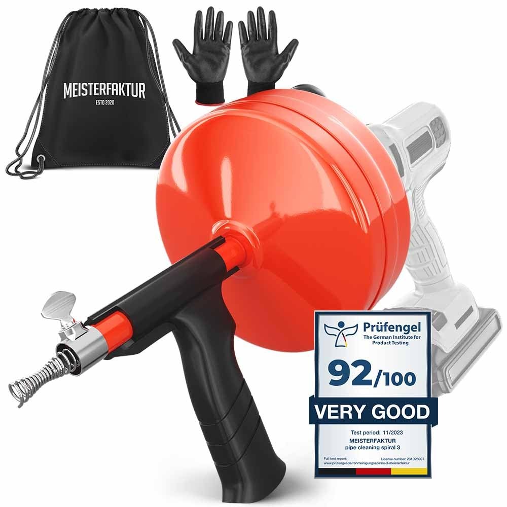 MEISTERFAKTUR drain snake 2.0 [50 FT] - with drill attachment - 50 FT w/ drum
