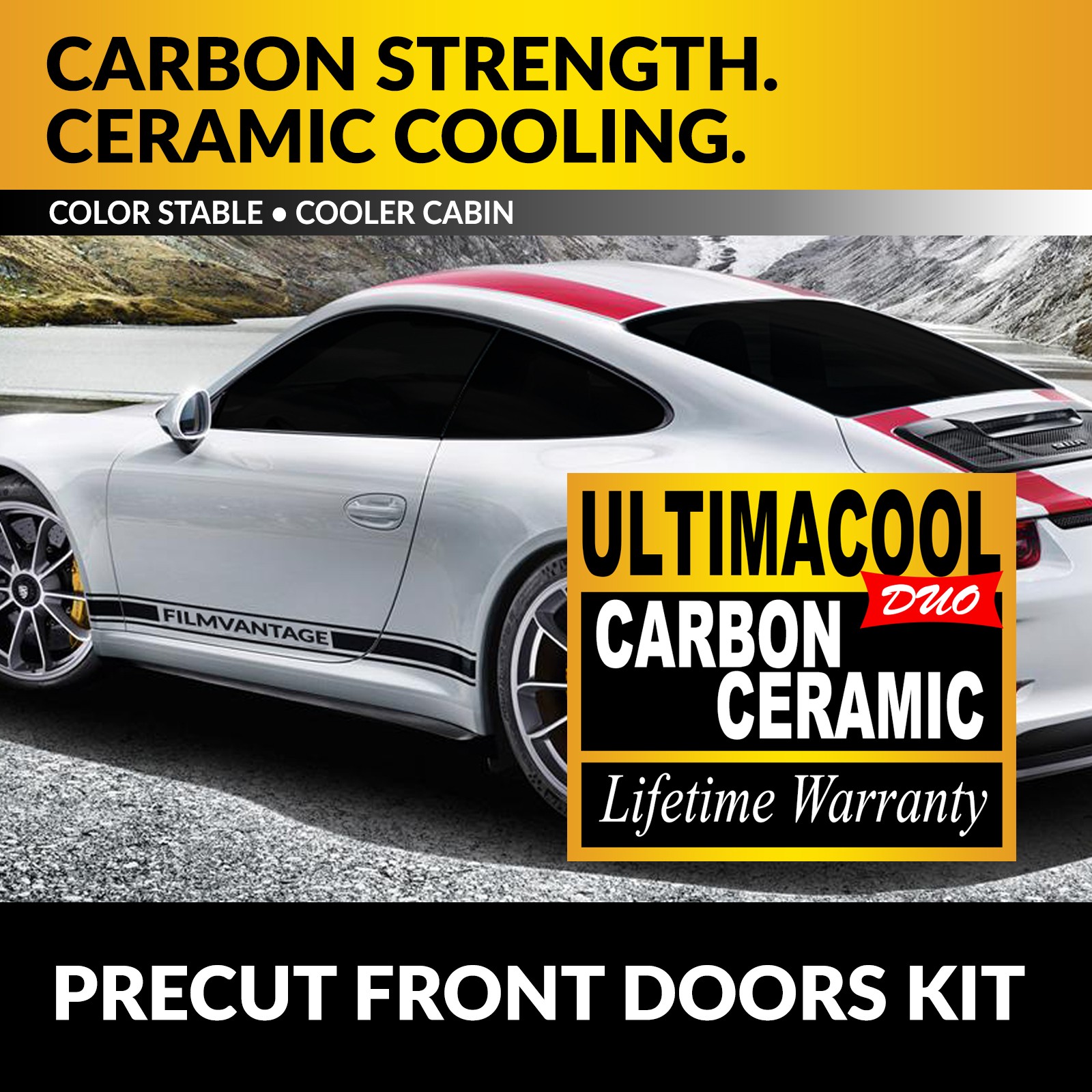 DUO CARBON CERAMIC PRECUT WINDOW TINT KIT FOR GMC YUKON DENALI 2000 FRONT DOORS