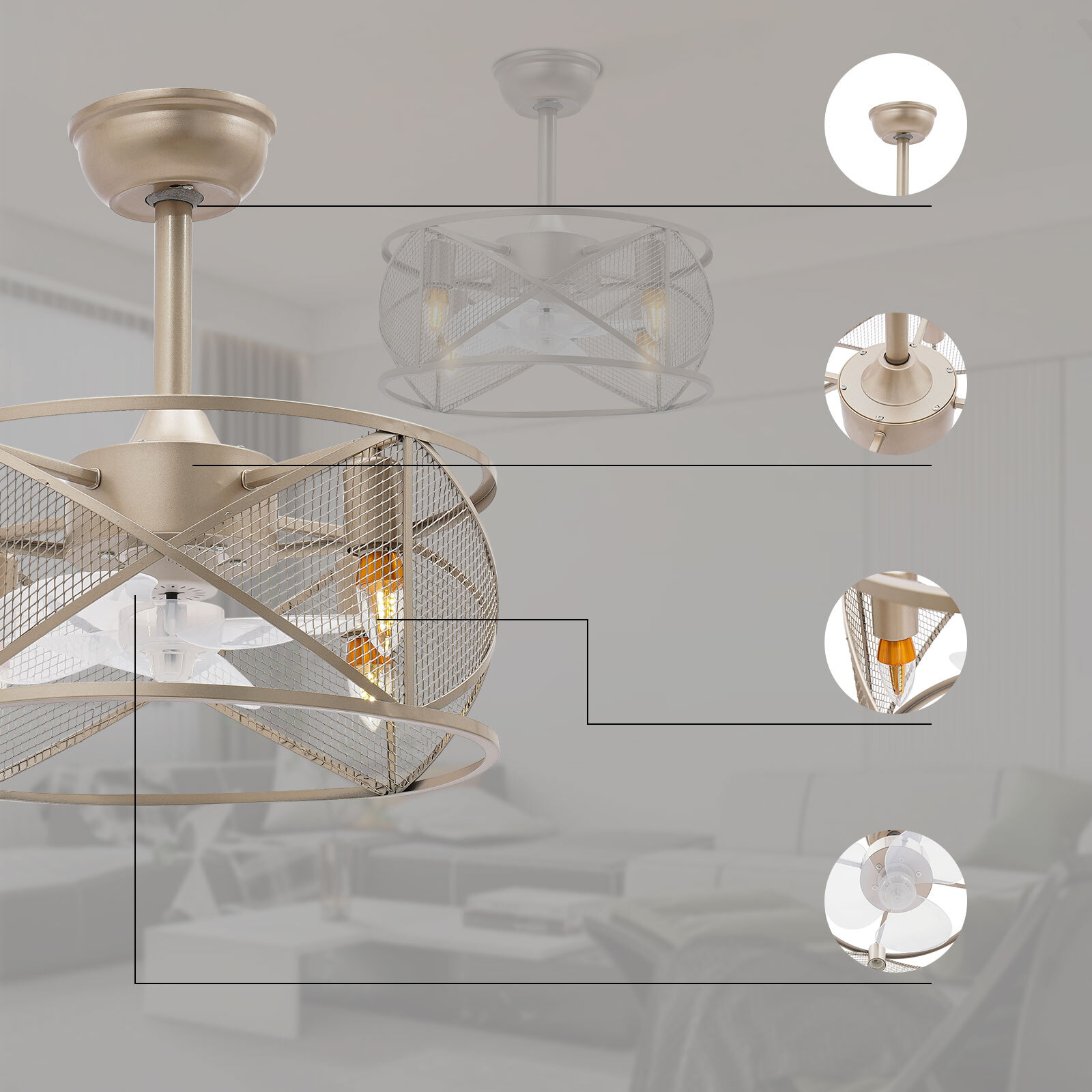 Caged Ceiling Fan Light Ceiling Fan Light Ceiling Fan with Light Remote Control