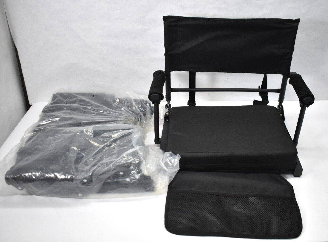 Lot of 2 Stadium Seat For Bleachers w Back Support Padded Chair Cushion Black