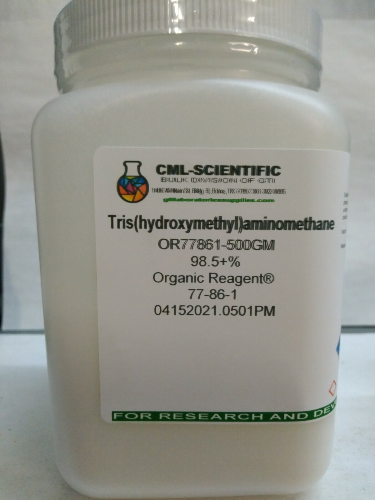 Tris(hydroxymethyl)aminomethane, 98.5+%, Organic Reagent® 500g