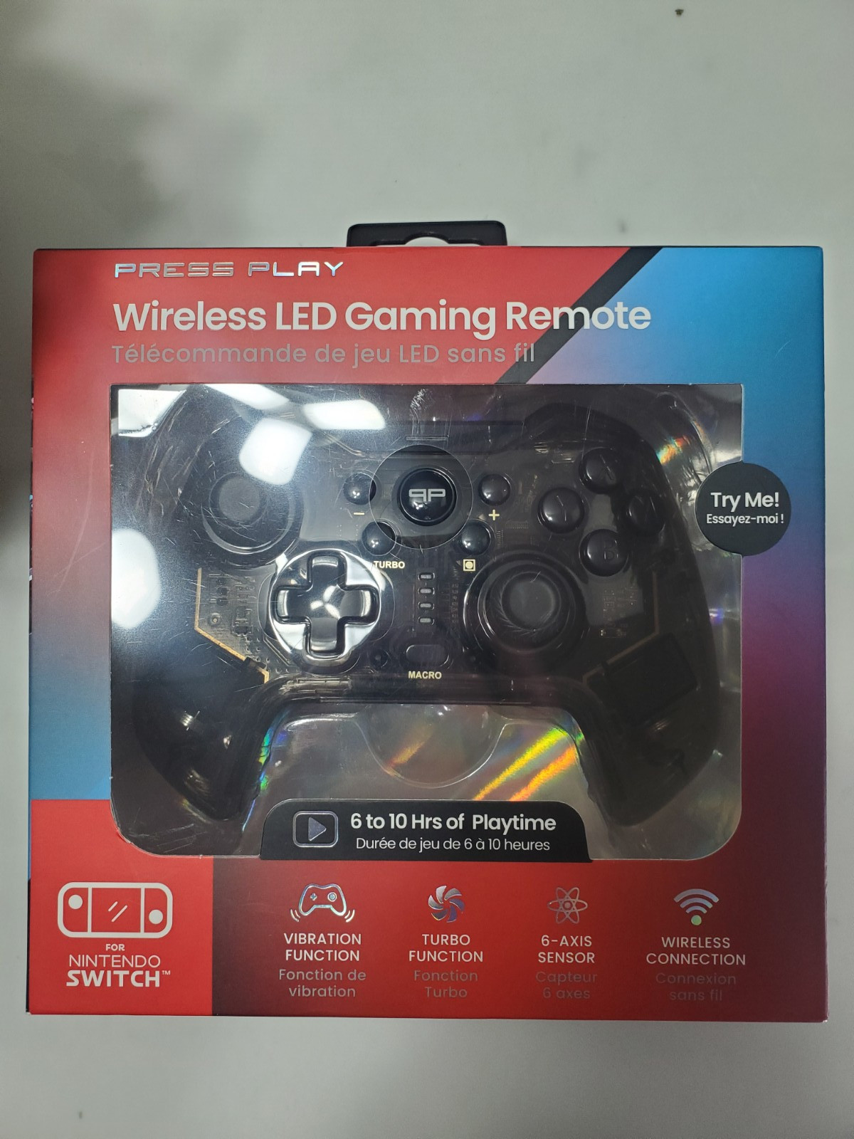 Nintendo Switch Wireless LED Gaming Remote 🎮 Black Clear With Lights ~ New