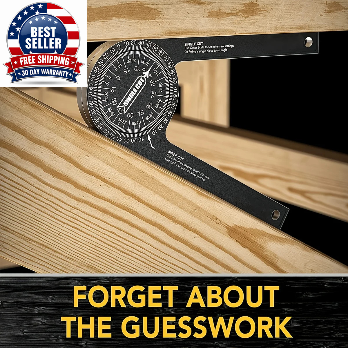Aluminum Miter Saw Protractor | 7-Inch Rust Proof Angle Finder Featuring Precisi
