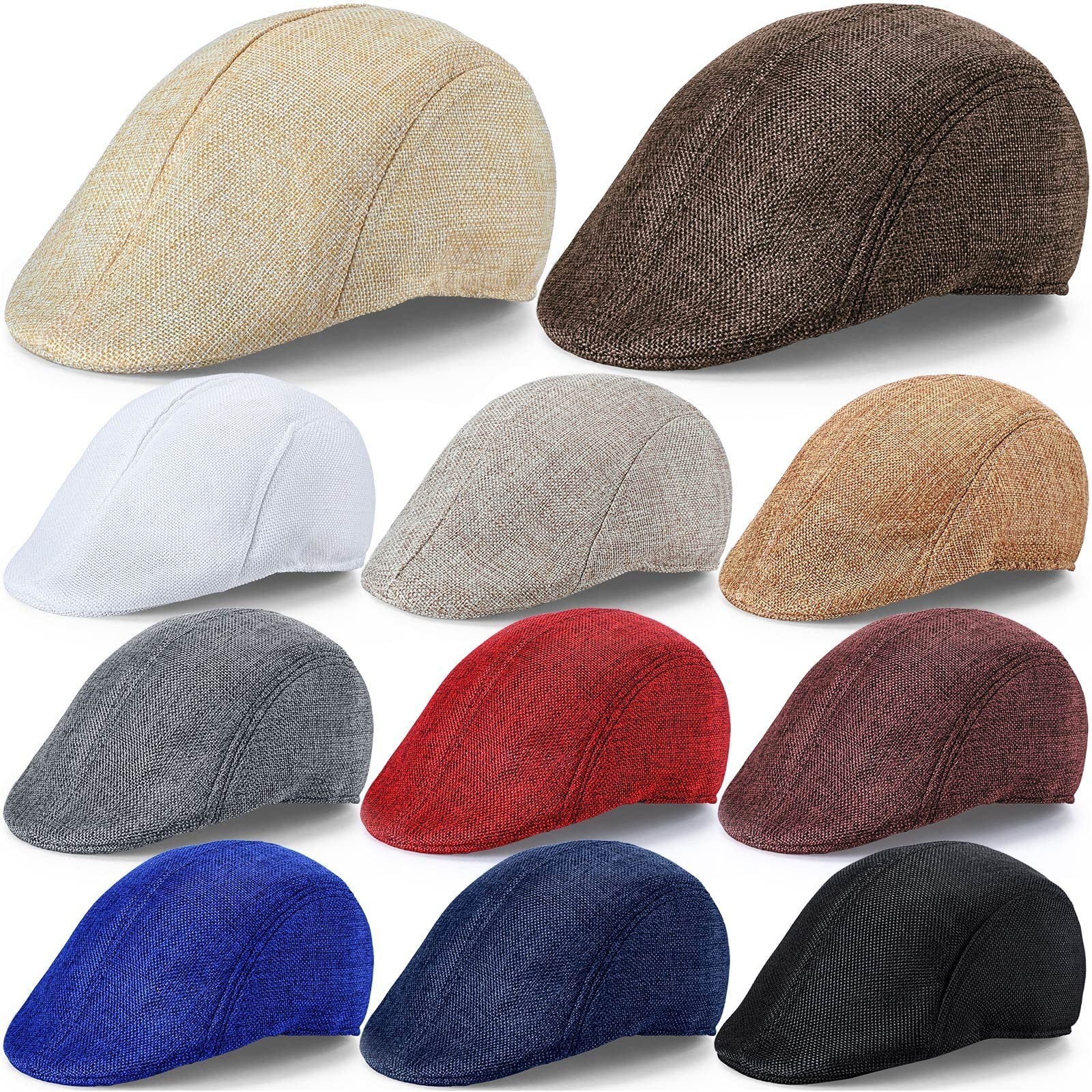 Eurzom 11 Pieces Men's Flat Cap Irish Hats Newsboy Hats for Men Cabbie Huntin...