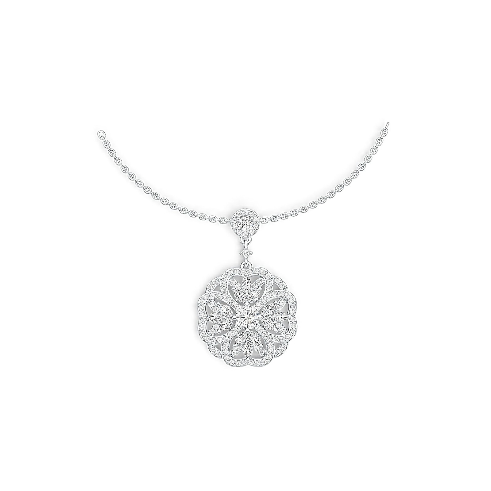 Sterling Silver Semi Mount Pendant Setting Round RD 5x5mm with White Topaz