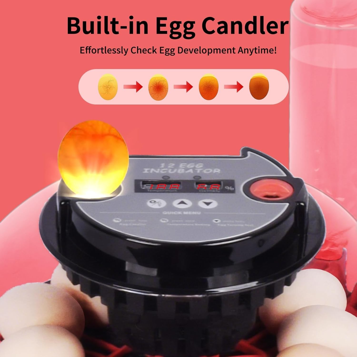 Incubators for Hatching Eggs, Egg Incubator with Automatic Egg Turning and Humid