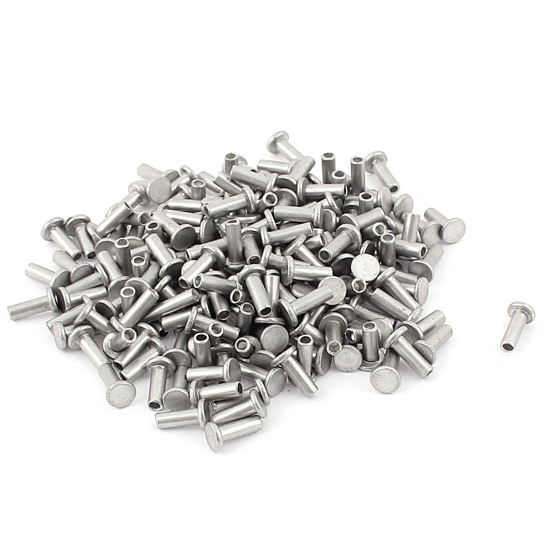 200 Pcs M3 x 8mm Aluminum Flat Head Semi-Tubular Rivets Silver Tone