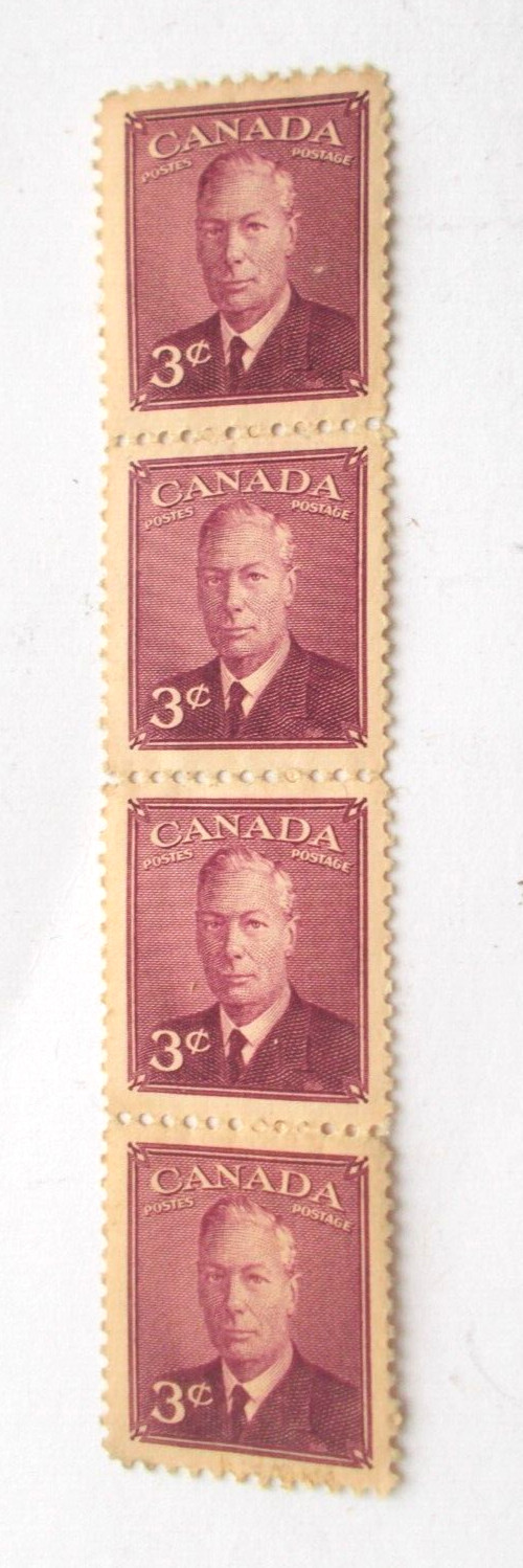 Four Joined Canada Scott #291 3 cent George VI MNH OG