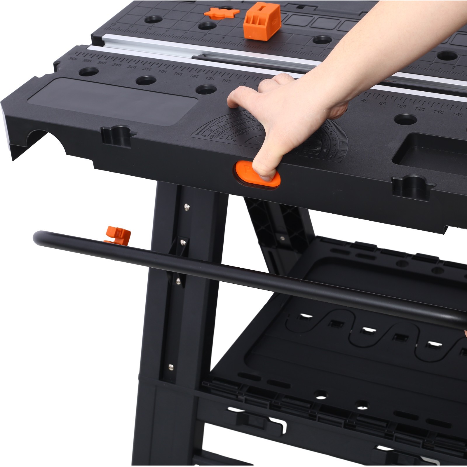 Portable Folding Work Table Sawhorse Workbench 2-in-1 Large Load Capacity