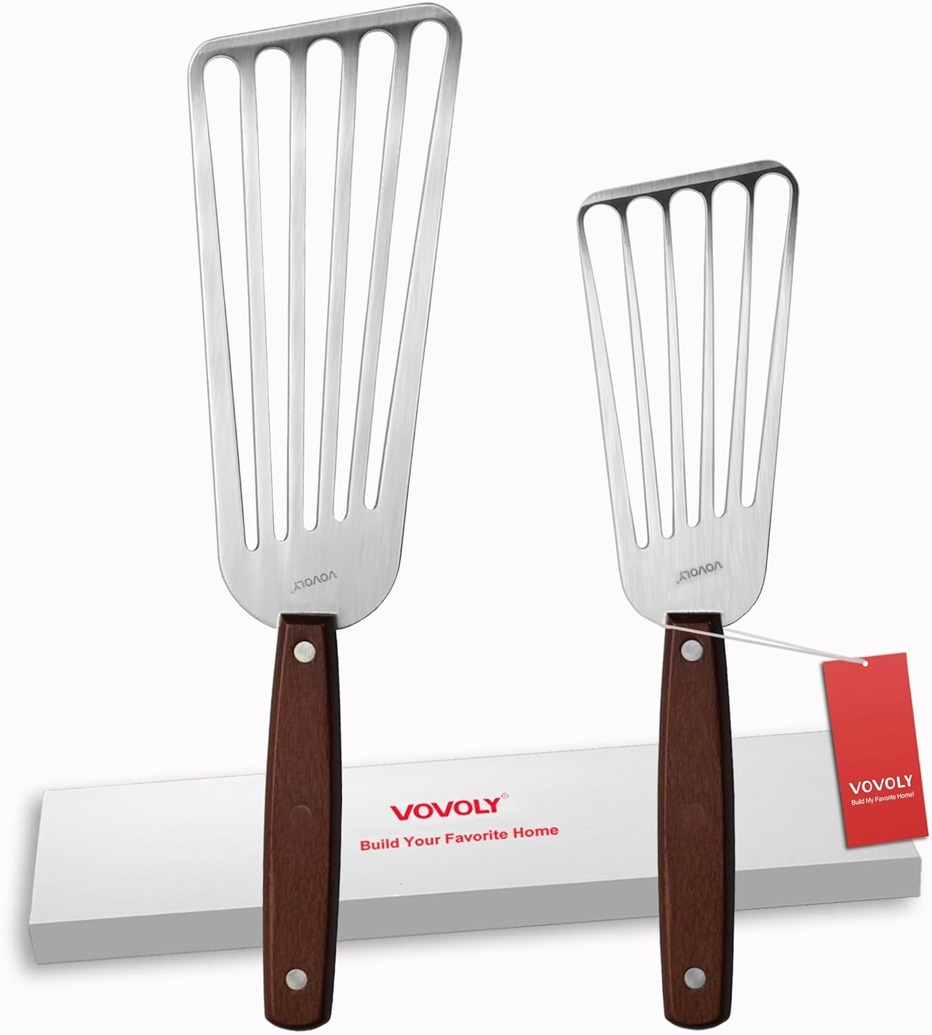 2 Pack Fish Spatula Turner, Stainless Steel Slotted Spatulas for Flipping, Turni