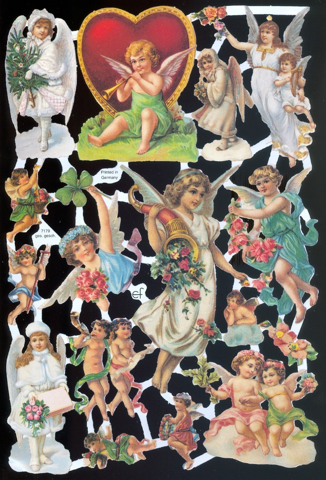 VICTORIAN ANGELS DIE CUT PAPER SCRAPS ef7179 GERMANY