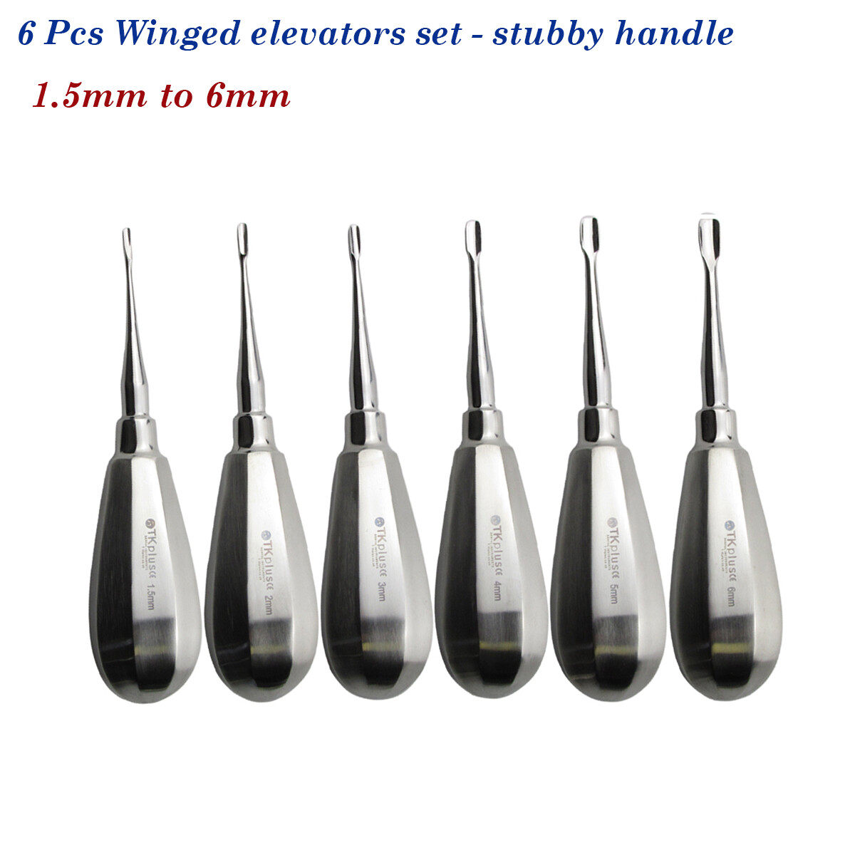 Set Of 6 Dental Veterinary Winged Elevators (Stubby Handle) Luxation Instruments