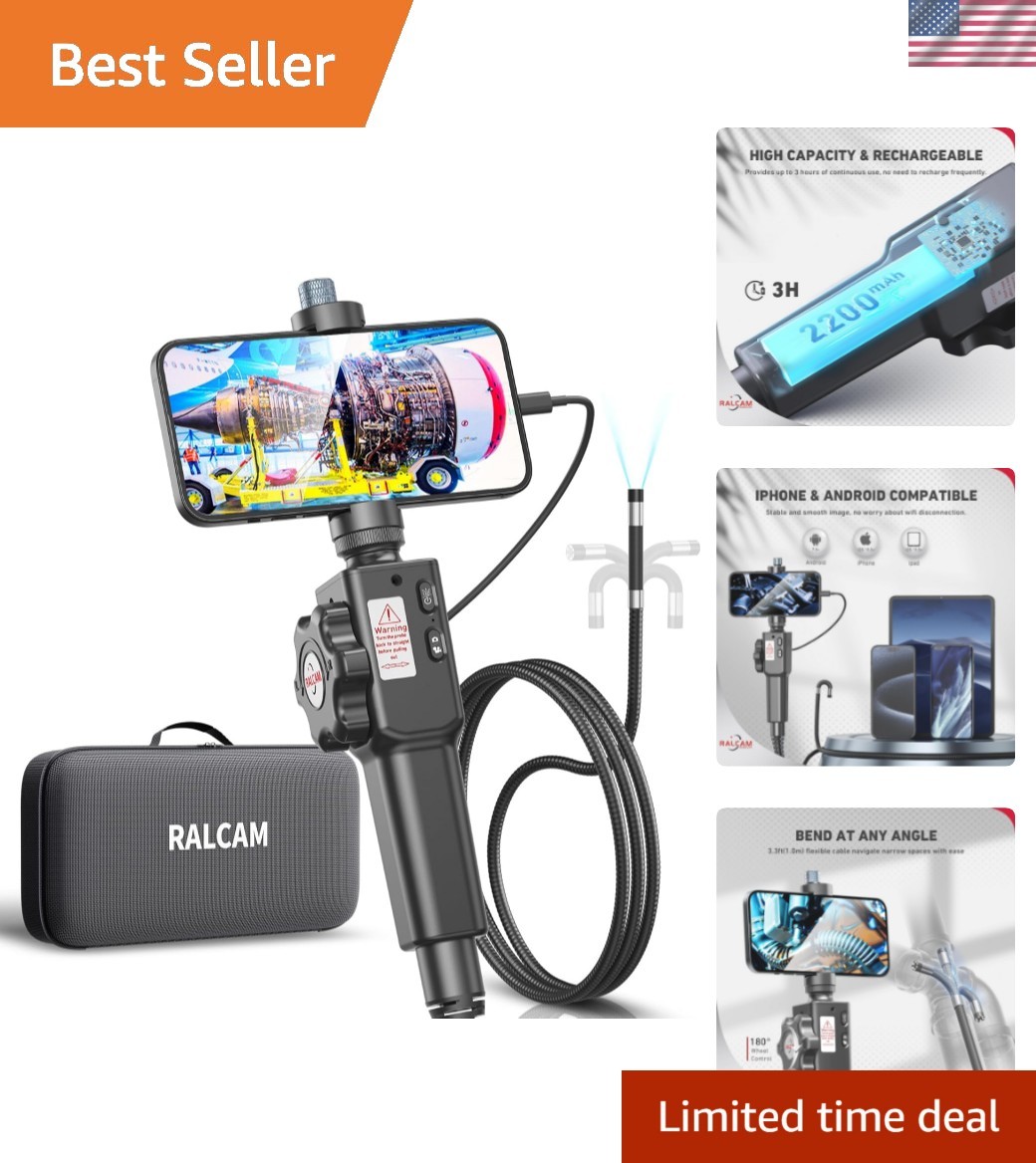 Compact Articulating Borescope with Light - Perfect for Automotive and DIY Tasks