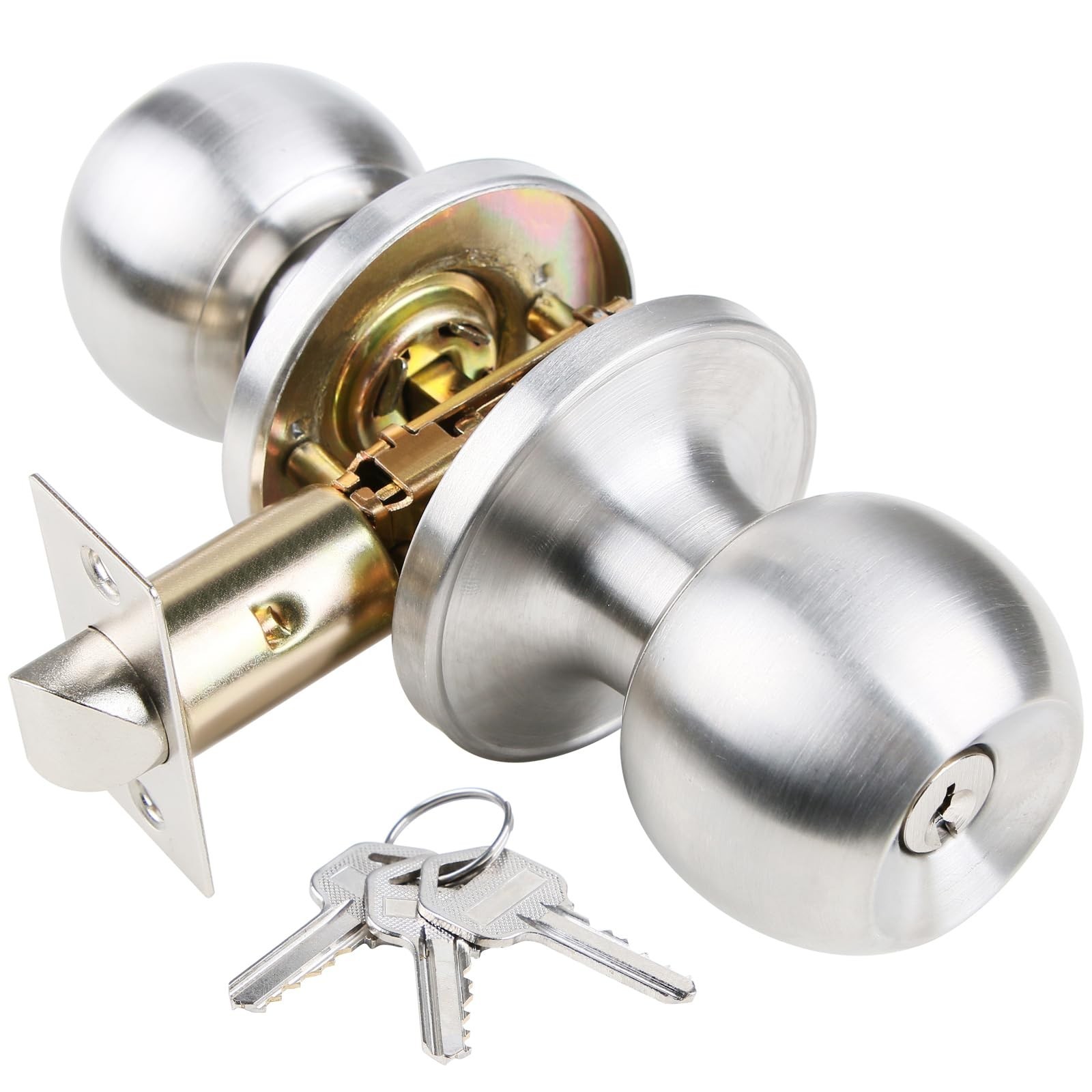 GSCZ Door Knob with Key for Bedroom Door Locks with Keys, Stainless Steel Doo...