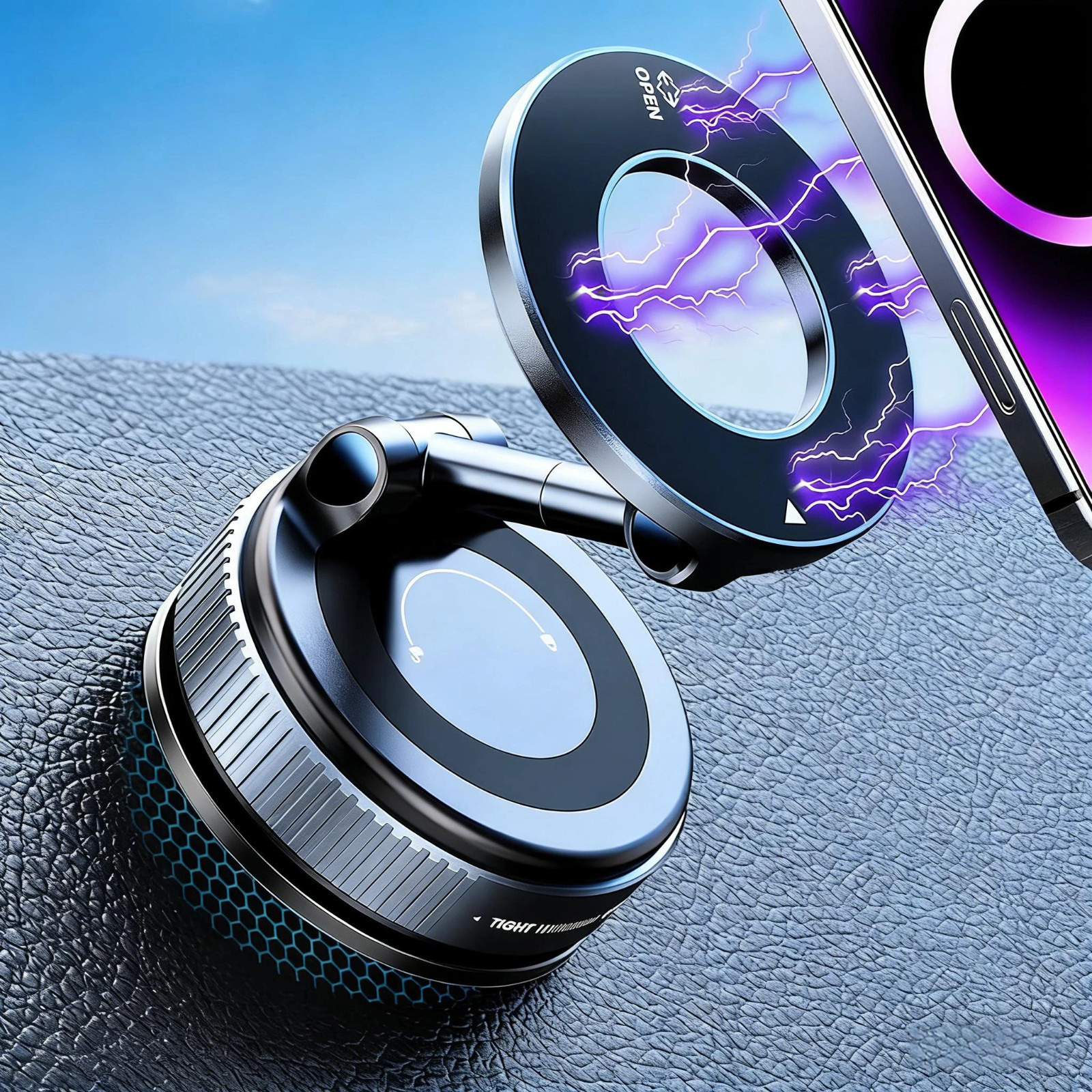 360 Vacuum Magnetic Phone Holder Adjustable Suction Cup Car Mount Foldable Stand