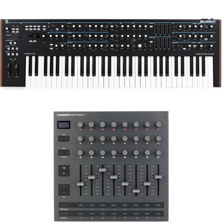 Novation Summit 61-key 16-voice Synthesizer with Novation Launch Control XL 3