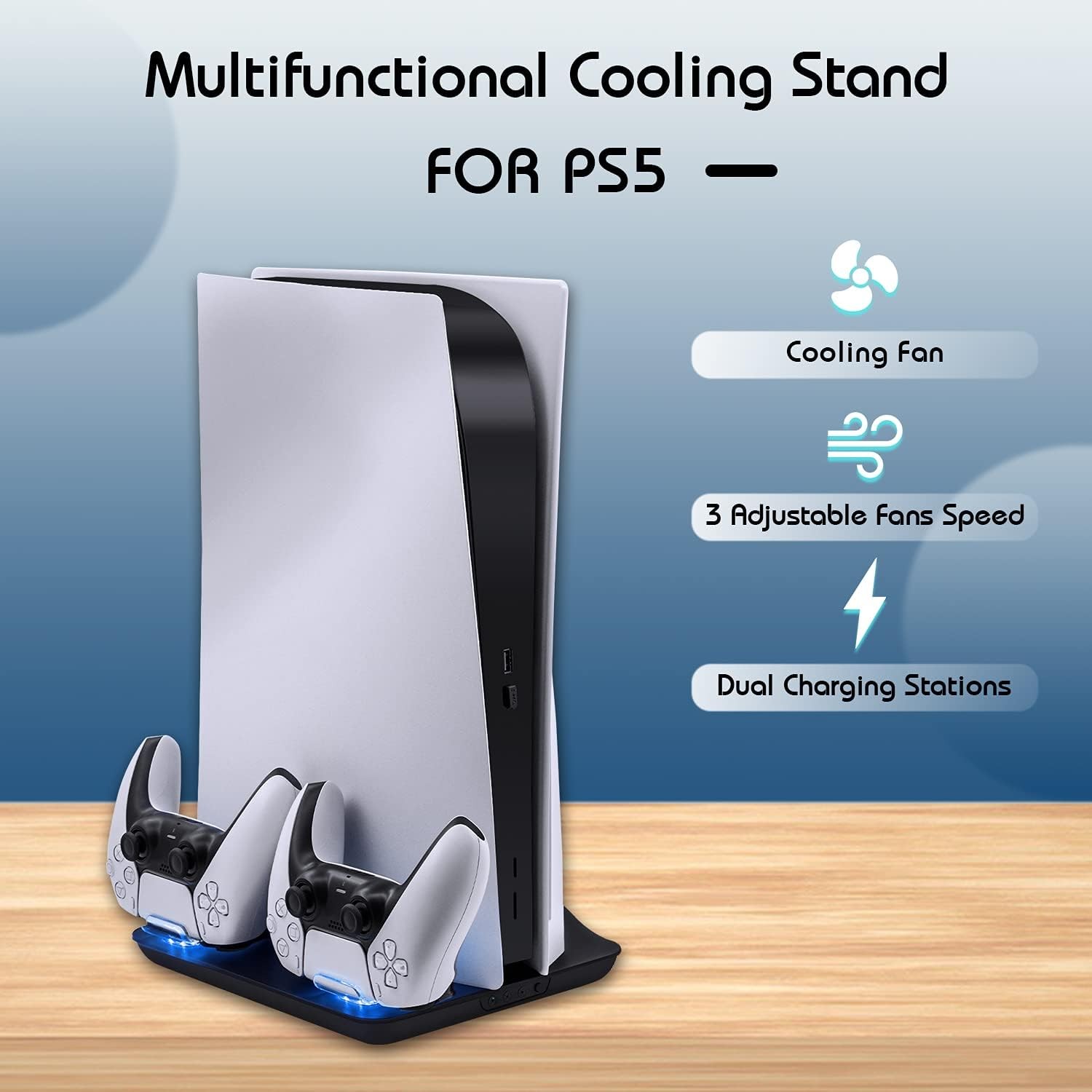 Mcbazel Cooling Fan and Dual Controller Charger Station for PS5 Console, Cooler