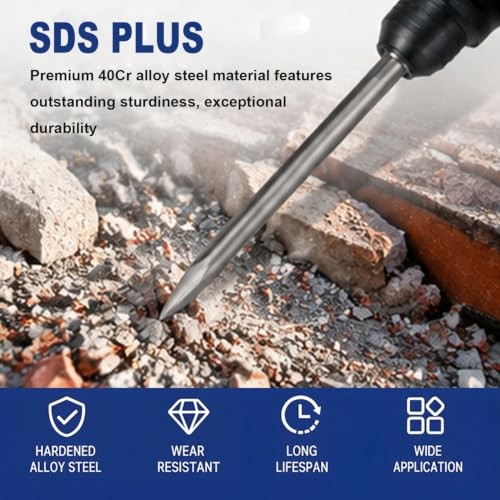 16'' SDS Plus Chisel Set, 3/4'' Flat & Point Chisel with SDS Plus Shank,