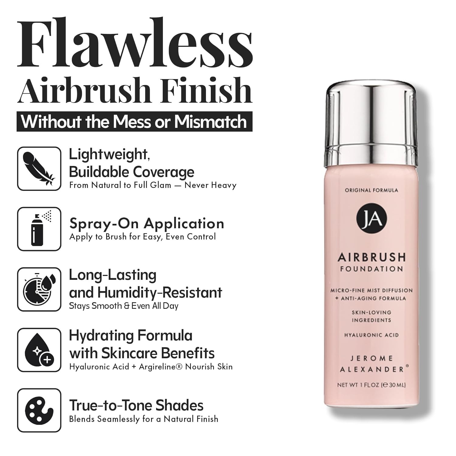 MagicMinerals AirBrush Foundation by Jerome 1 Fl Oz (30 ml), 02 Bright Light