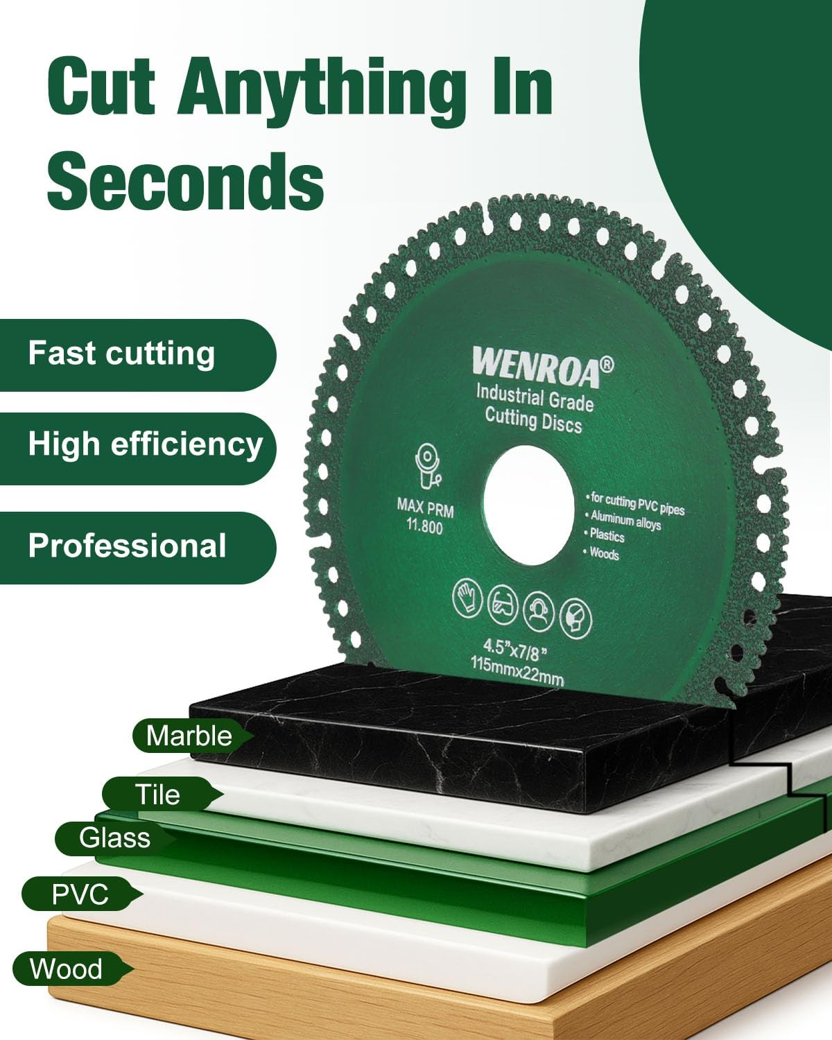 2 Pcs Indestructible Disc for Grinder, Cutting Discs 4 1/2" for 7/8" Angle Grind