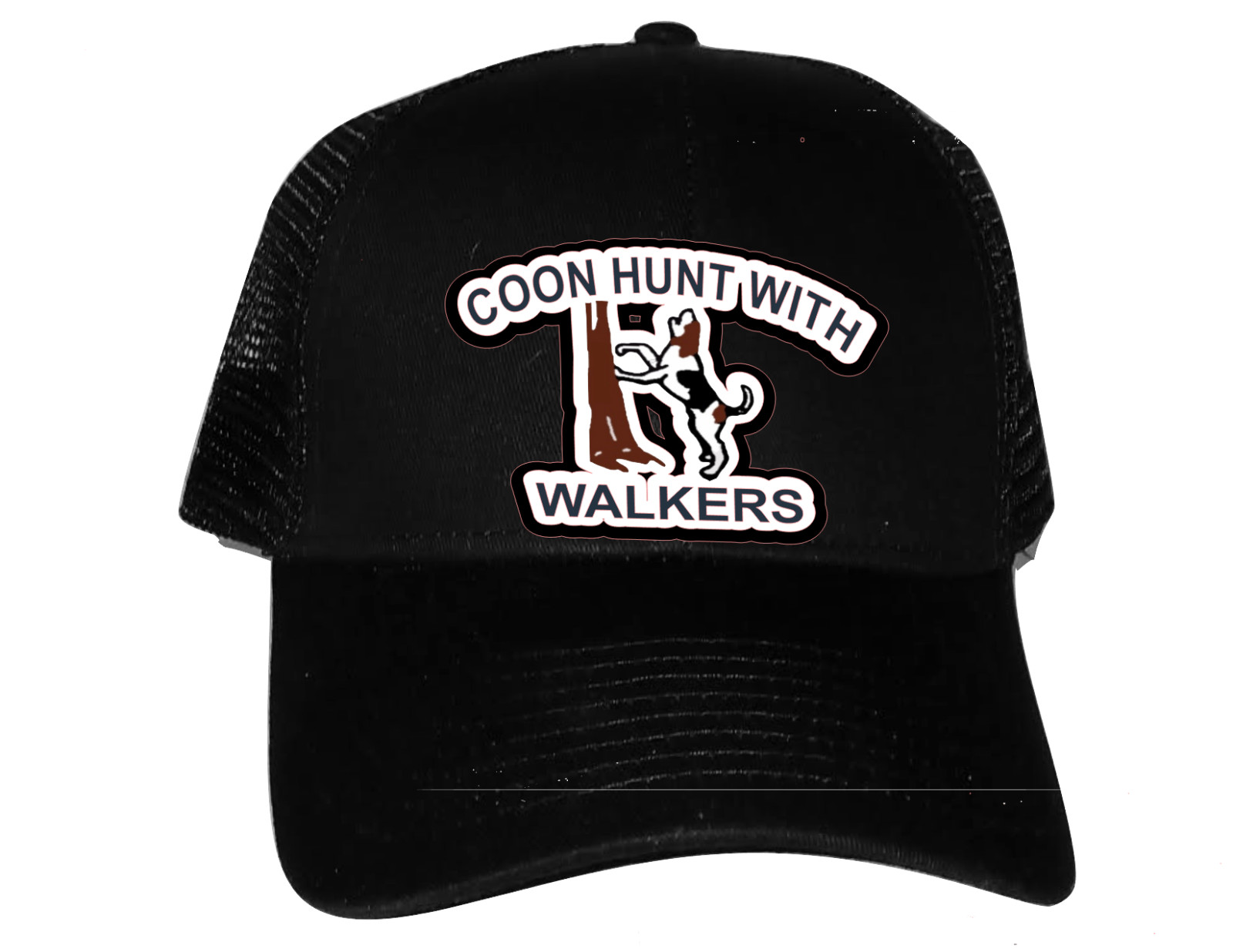 Cap Hat Black Mesh Back Coonhound Dog Coon Hunt With Walkers
