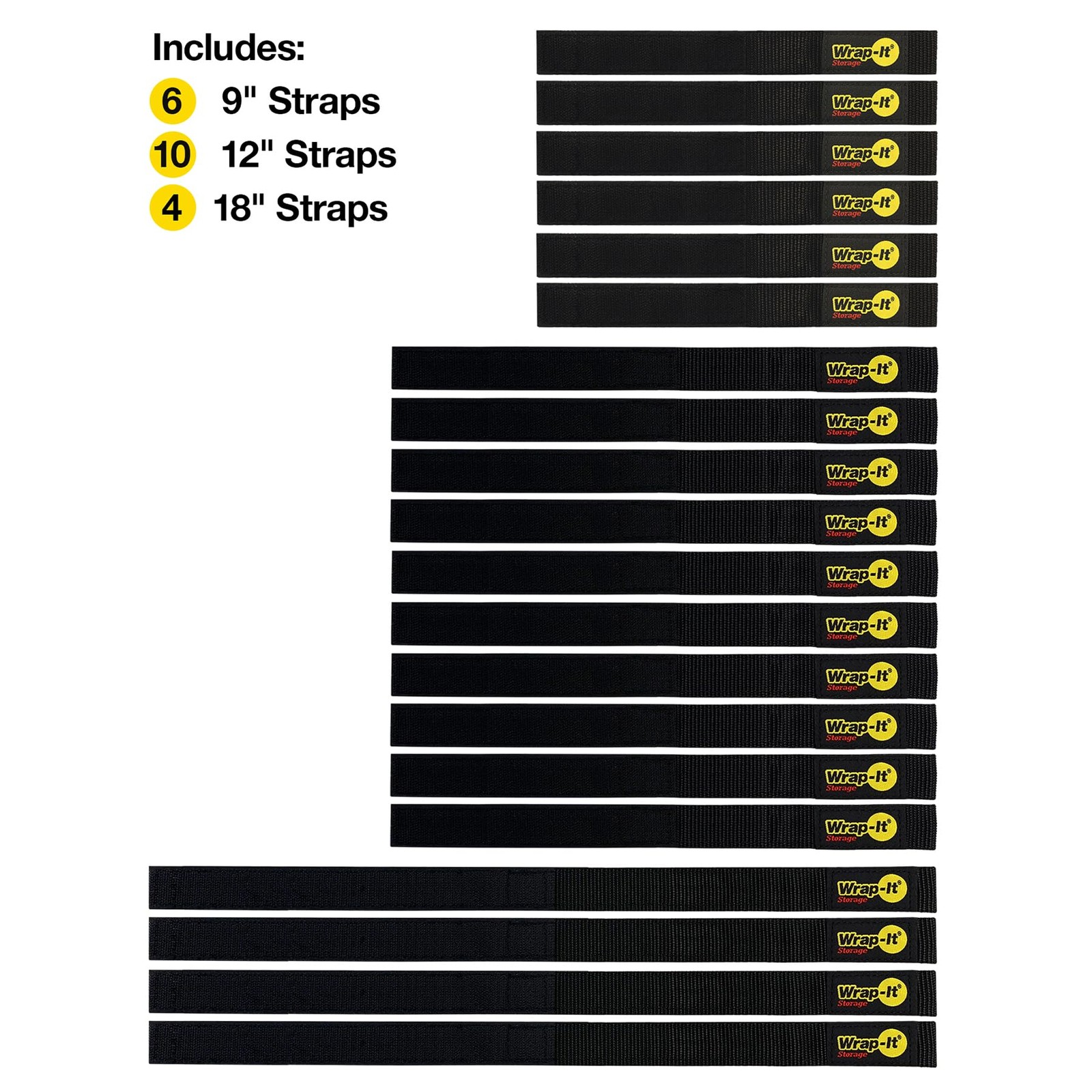 Quick-Straps by Wrap-It Storage - Assorted 20-Pack 20-Pack, Black