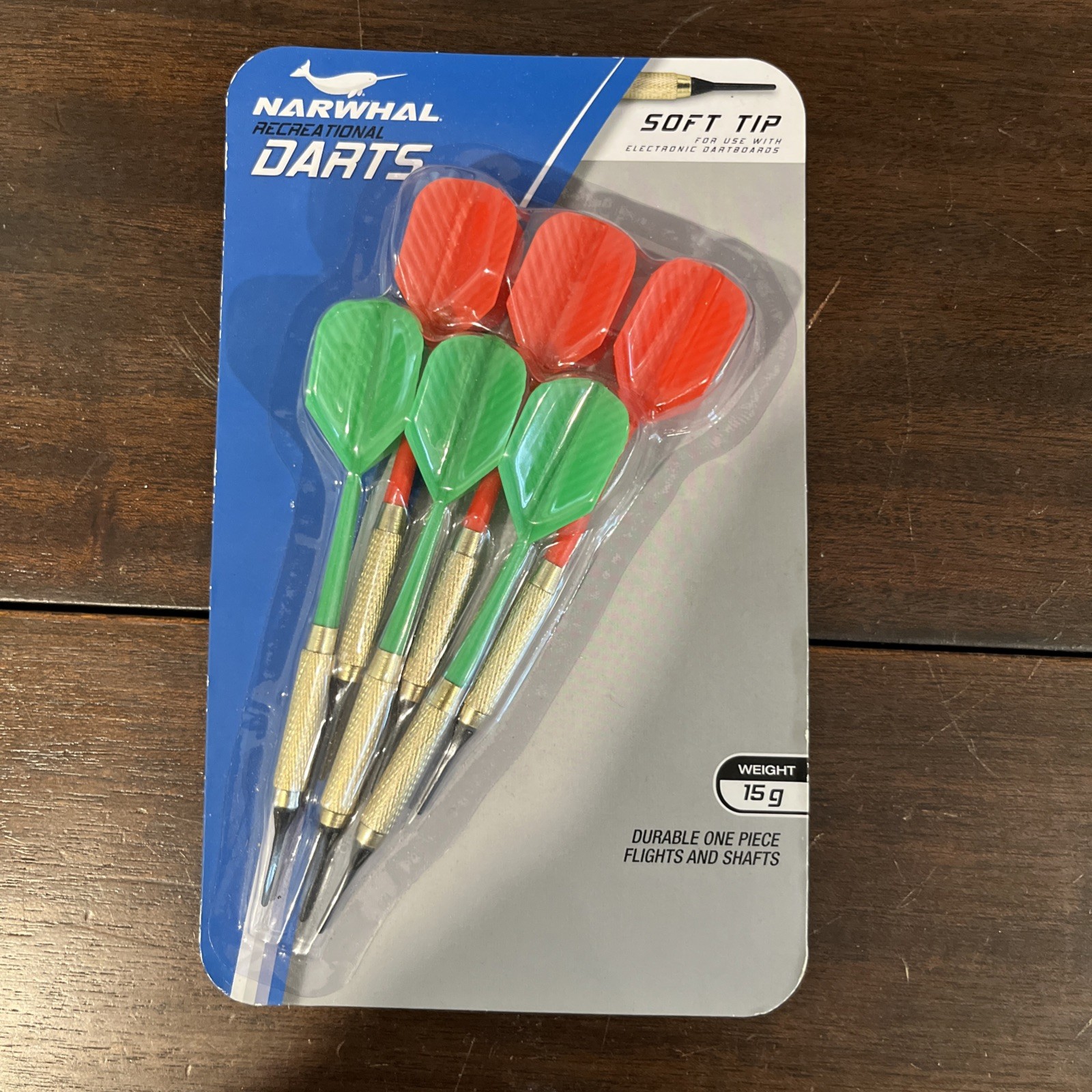 Narwhal Recreational Darts Soft Tip 6 Pack 15g Electronic Dartboards Green/Red