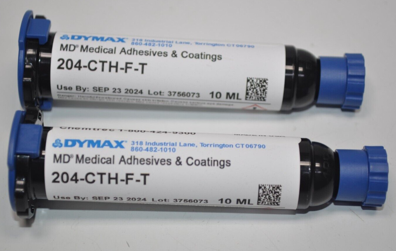 Lot of 2 NEW Dymax 204-CTH-F-T MD Adhesive UV Curing 10ML 9/2024