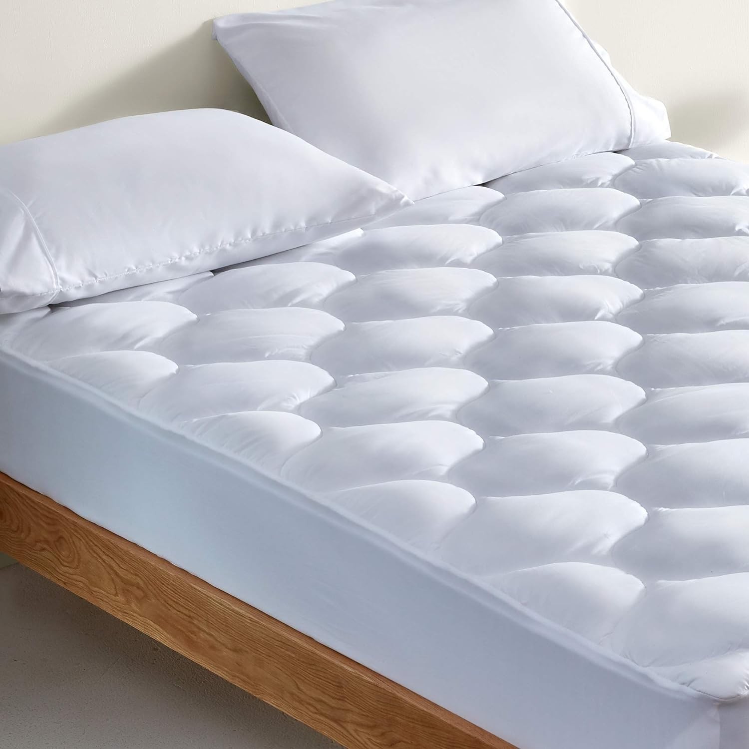 SLEEP ZONE Quilted Fitted King Size Mattress Pad King, Classic