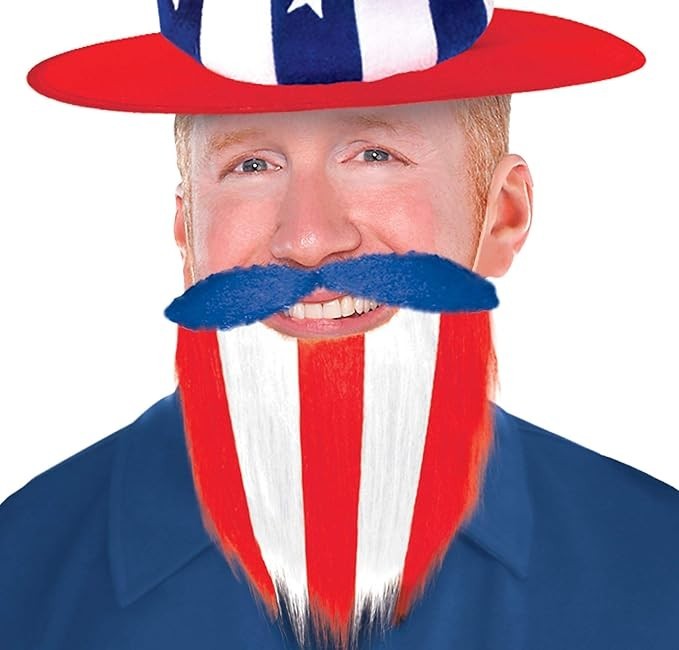 amscan Patriotic Beard Costume Accessory, 7 1/2", Multicolor