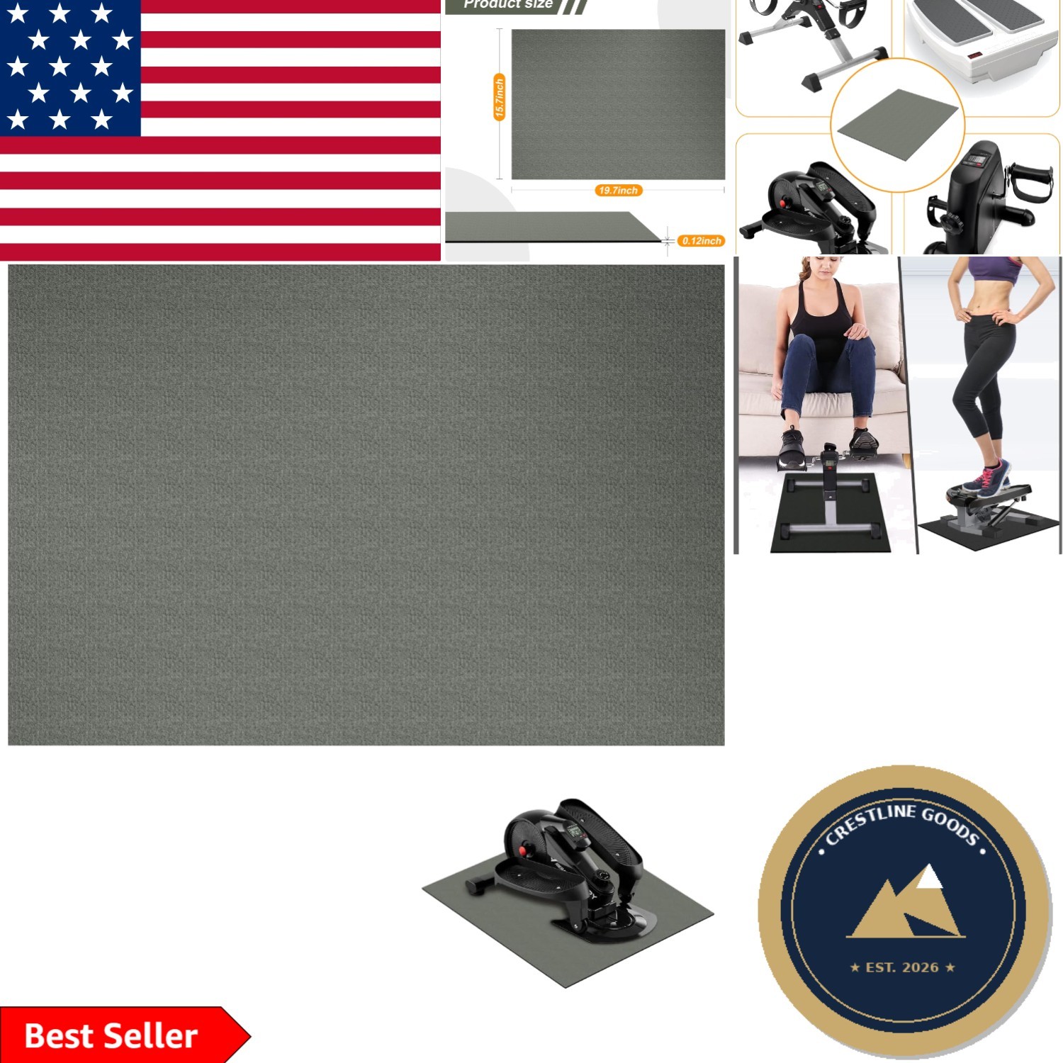 Non-Slip Elliptical Mat for Home Fitness - Cushioning & Floor Protection