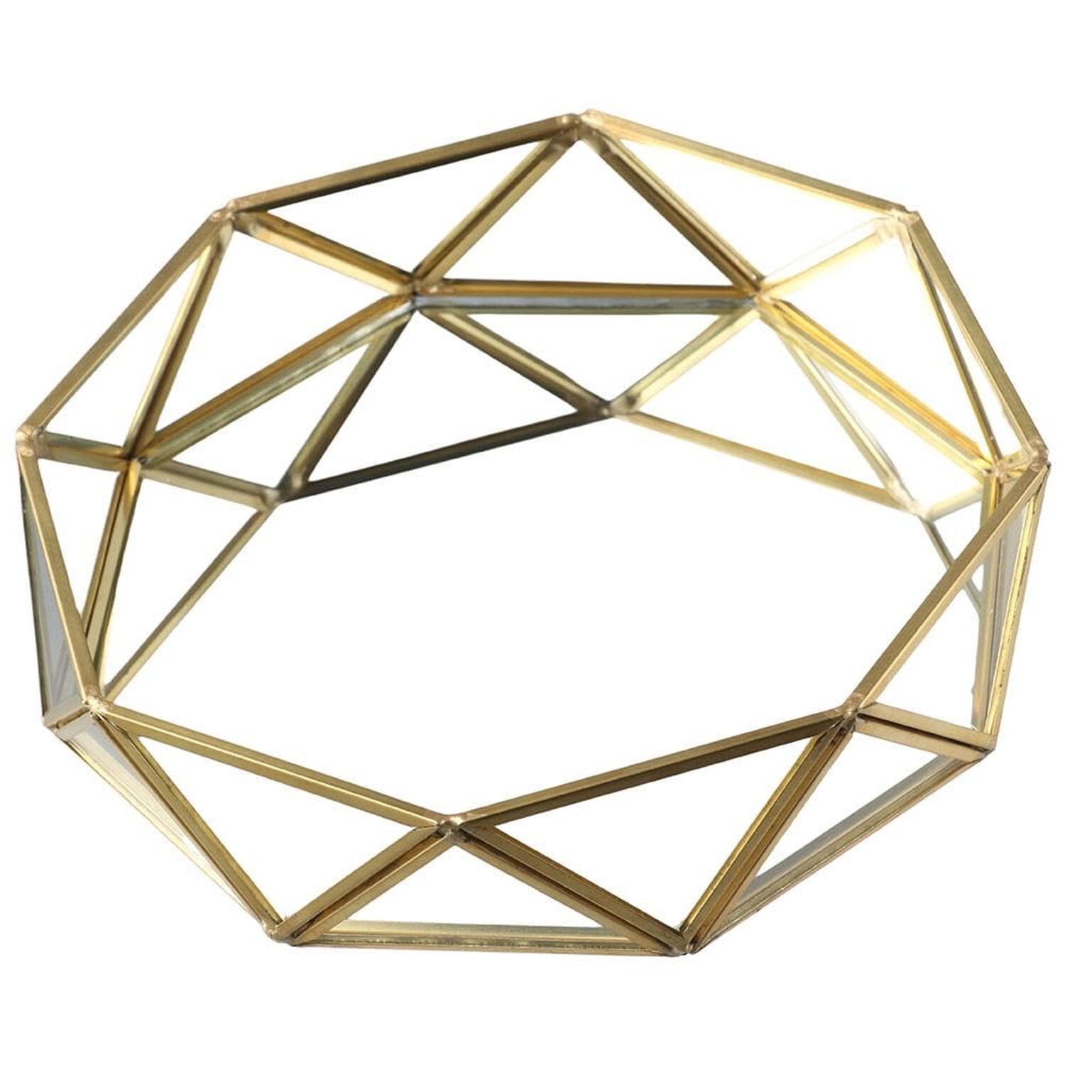 Light Luxury Geometric Circular Glass Tray Cosmetics Jewelry Storage Tray,Gla...