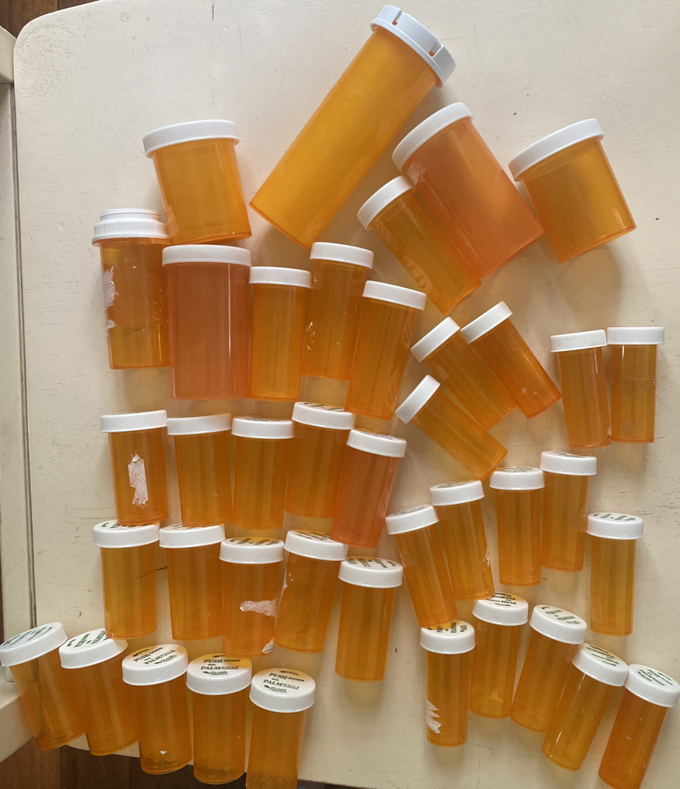 40 Empty Rx Prescription Pill Bottles Varies Sizes Craft Storage Coins Sewing