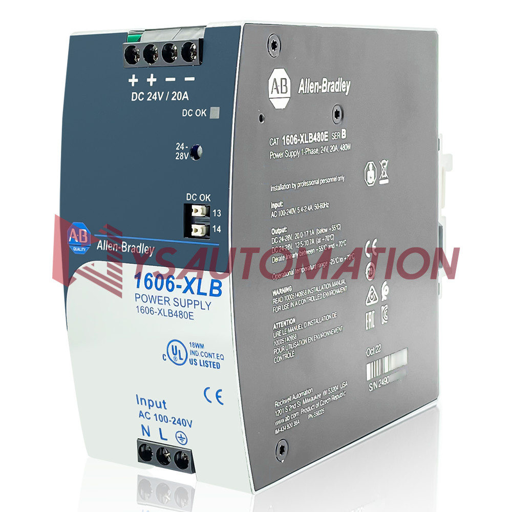 NEW Allen Bradley 1606-XLB480E 480W 24VDC 20A 100-240V AC Input XLB Power Supply
