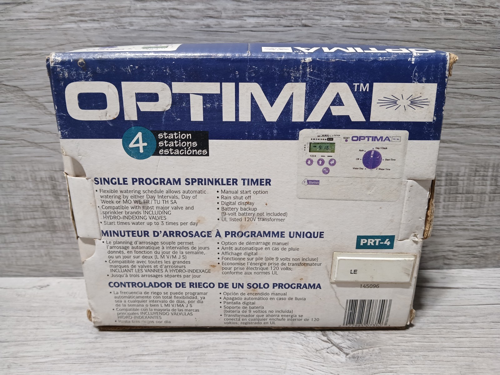 Optima 4 Station Single Program Sprinkler Timer Garden Watering Controller PRT-4