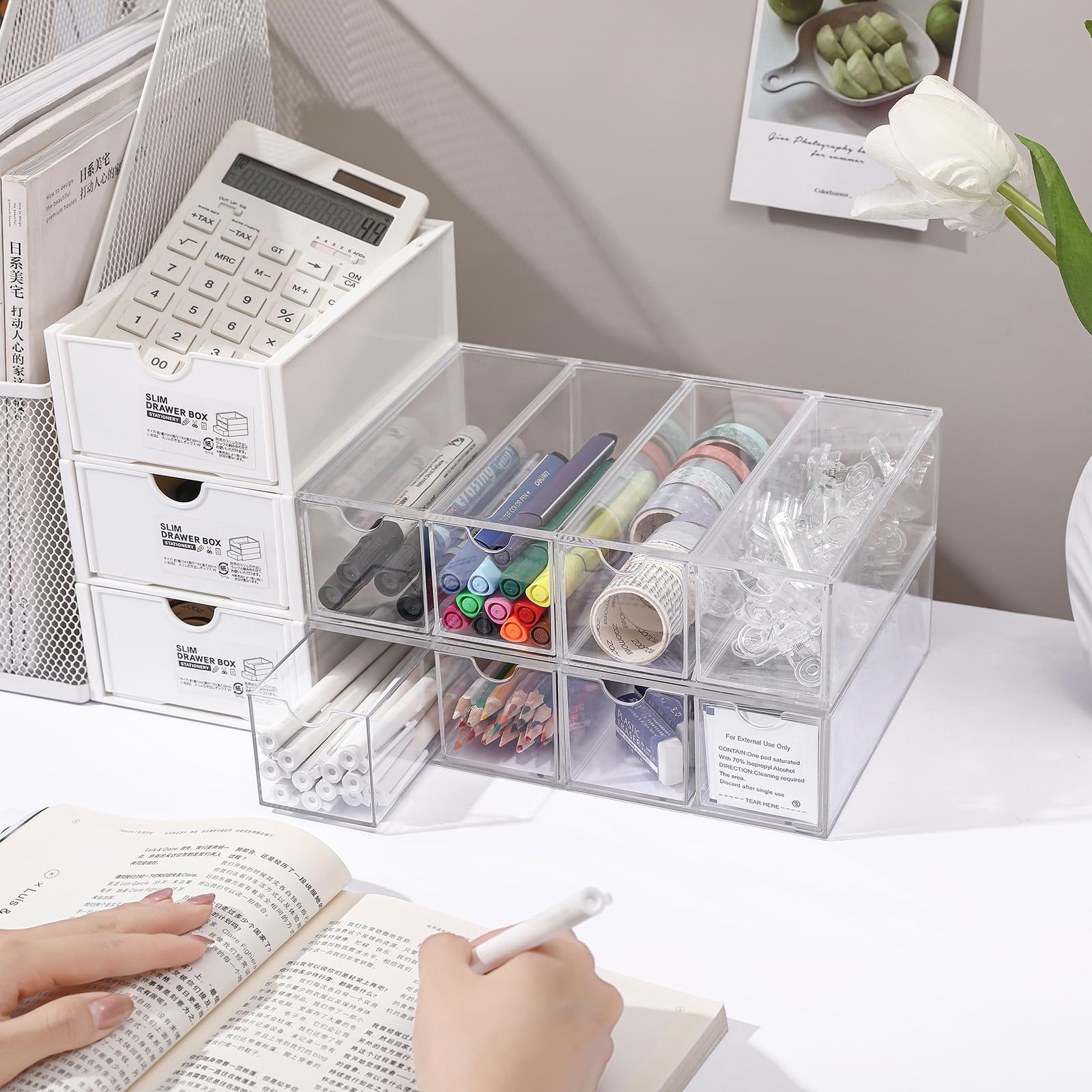 Acrylic Stackable Drawer Organizer with 4 Clear Drawers for Bathroom & Vanity...