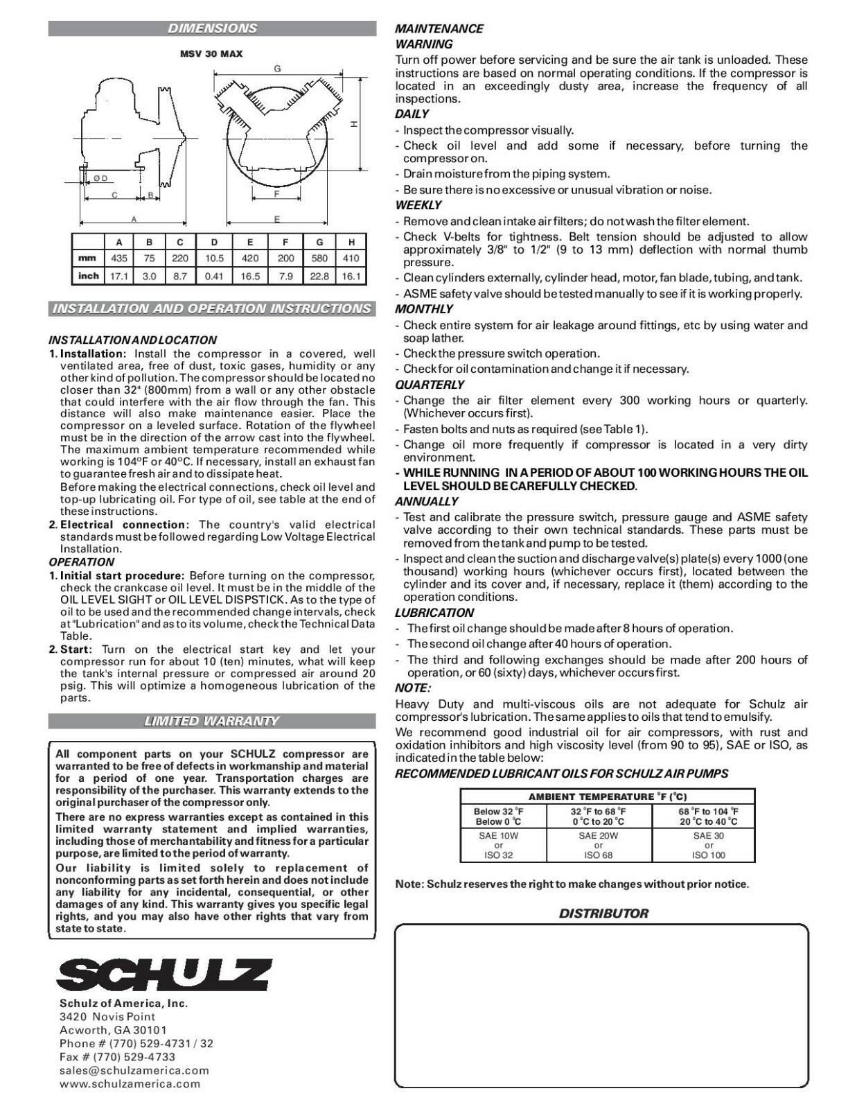 SCHULZ REPLACEMENT PART - CRANKCASE GASKET KIT - 830.0954-0 - MSV-30/40 MAX PUMP