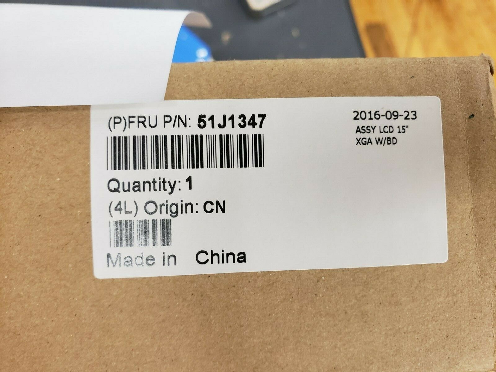 NEW, OPEN BOX, IBM, 51J1347, 15" LCD Display Assembly