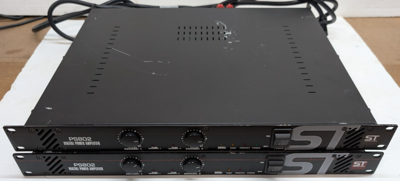 Lot of TWO SoundTech PS802 400W Power Amplifier Rackmount Digital Power Source