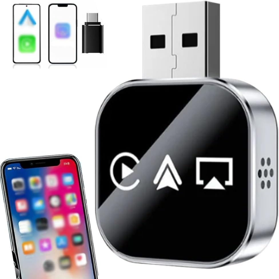 Wireless Mirror Link Adapter,3in1 Auto Adapter & 2.4/5ghz WiFi and Bluetooth 5.0