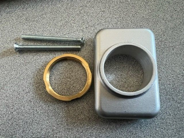 LOCKSMITH MORTISE CYLINDER ESCUTHEON ALUM WITH LOCK RING, LESS CYINDER