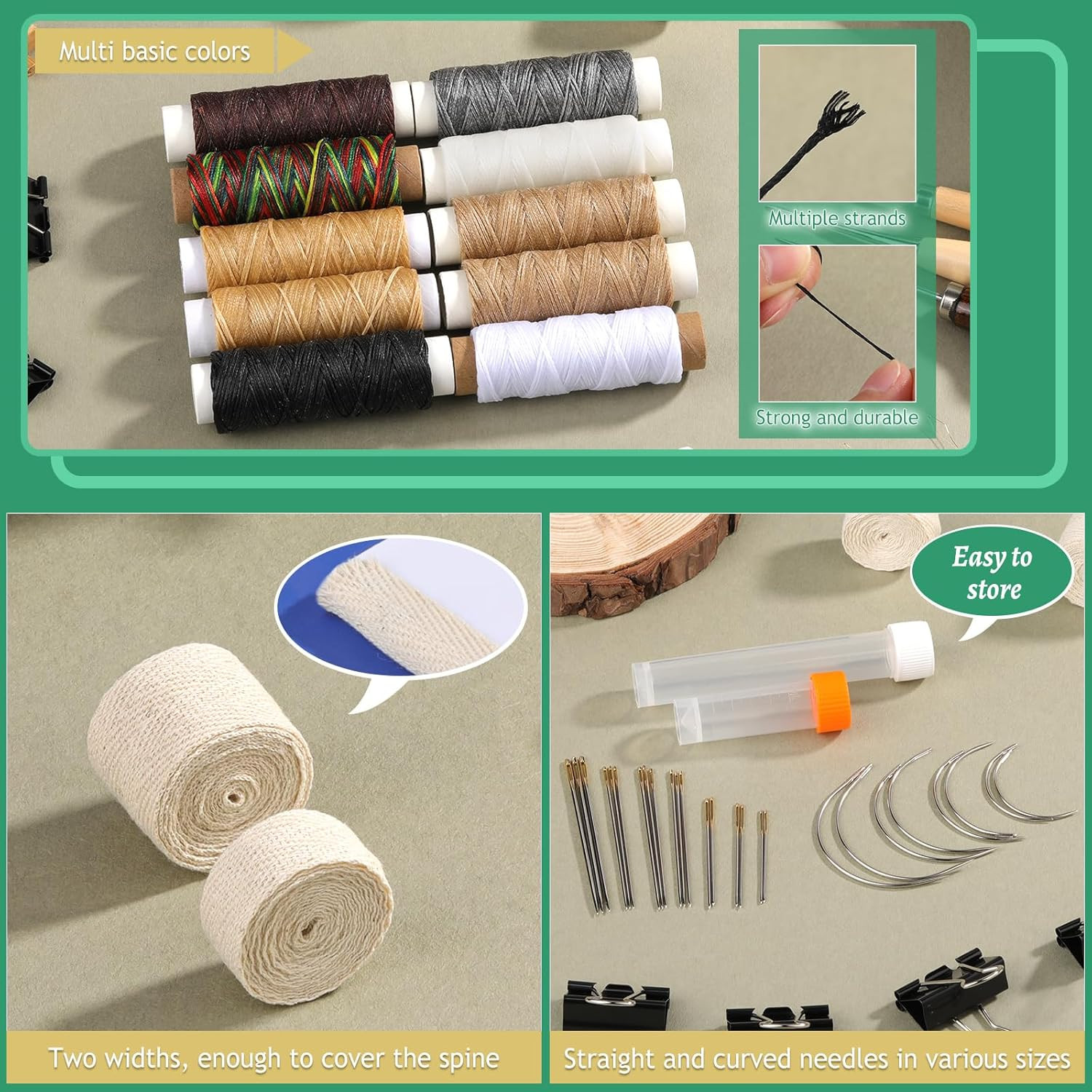 65 Pcs Bookbinding Kit Book Binding Materials Bone Folder Tool Book Binding Kit