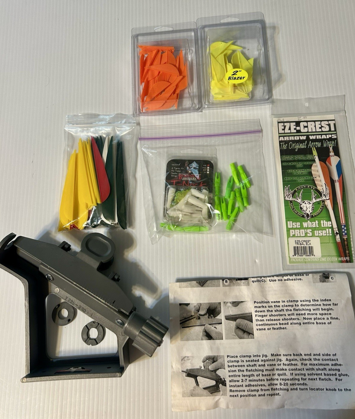 Vintage Bohning Company Fletching Jig with Clamp and New Supplies.