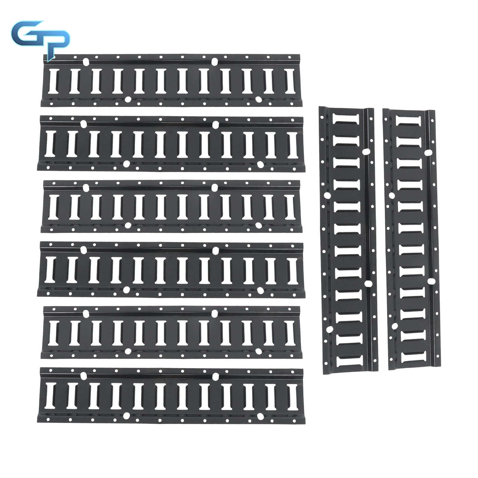 8 PCS E Track Tie-Down Rail 2 ft Black Steel Rail Enclosed Cargo Trailer