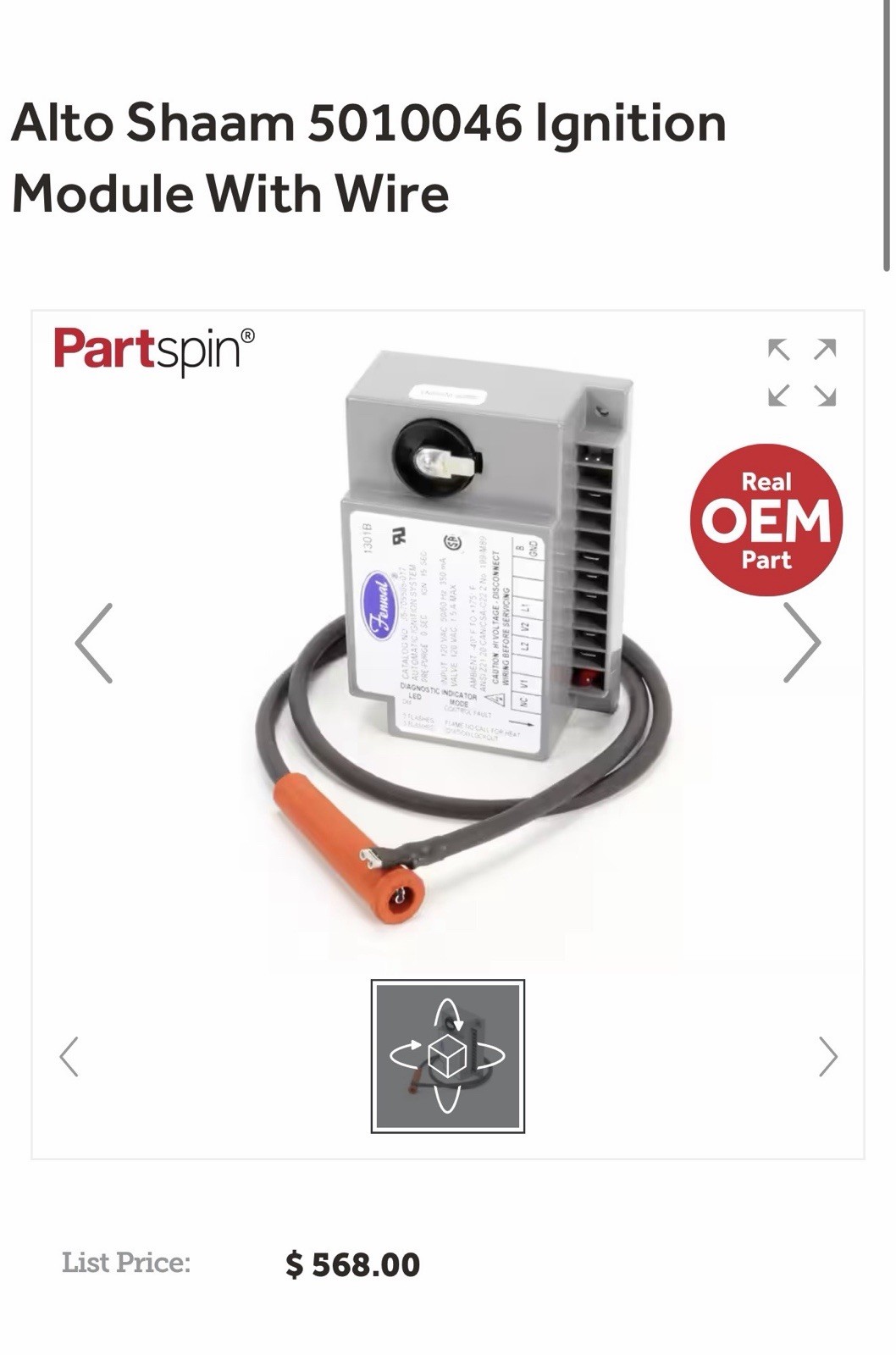 Alto Shaam 5010046 Ignition Module. New In Box.
